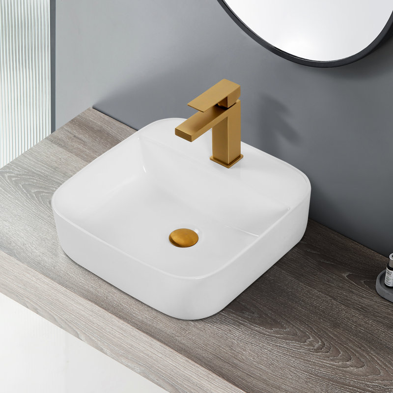 Lavabo de salle de bain en céramique haute brillance - comptoir avec brillance élégante facile d'entretien