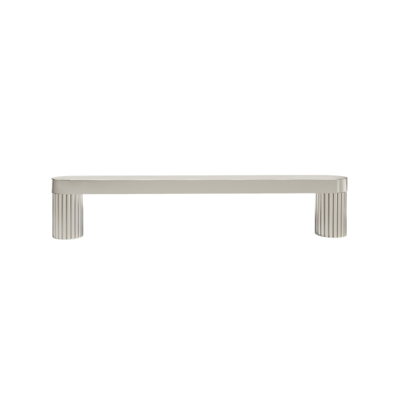 Ribbed Bar / Handle Pull with Fluted Stems, Polished Nickel, 5"