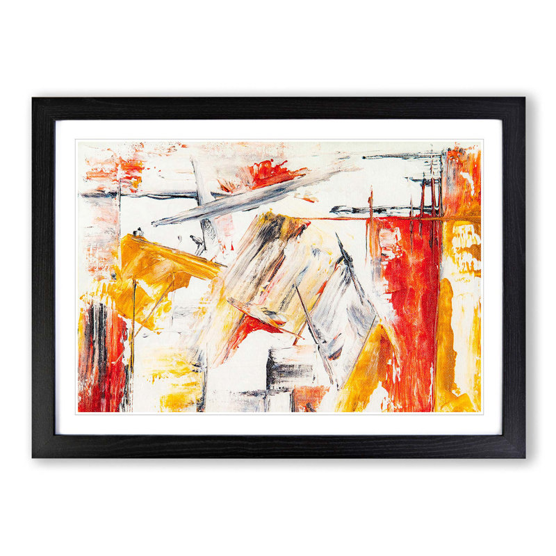 Abstract Art Painting Vol.461 by S.Johnson - Framed Print, 62cm H x 87cm W x 2cm D, Black Framed