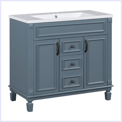 Modern Bathroom Vanity with Top Sink and 2 Soft Closing Doors