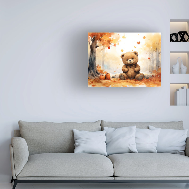 Momart Autumn Bear Cub sur toile, H 14 po x l 19 po x P 2 po