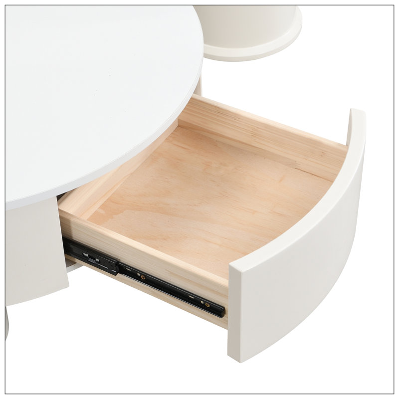 Table basse de salon, Plateau blanc / base blanc cassé