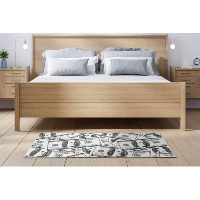 Tapis vert fantaisie empilé argent, Tapis de couloir 3 pi 11 po x 9 pi 10 po