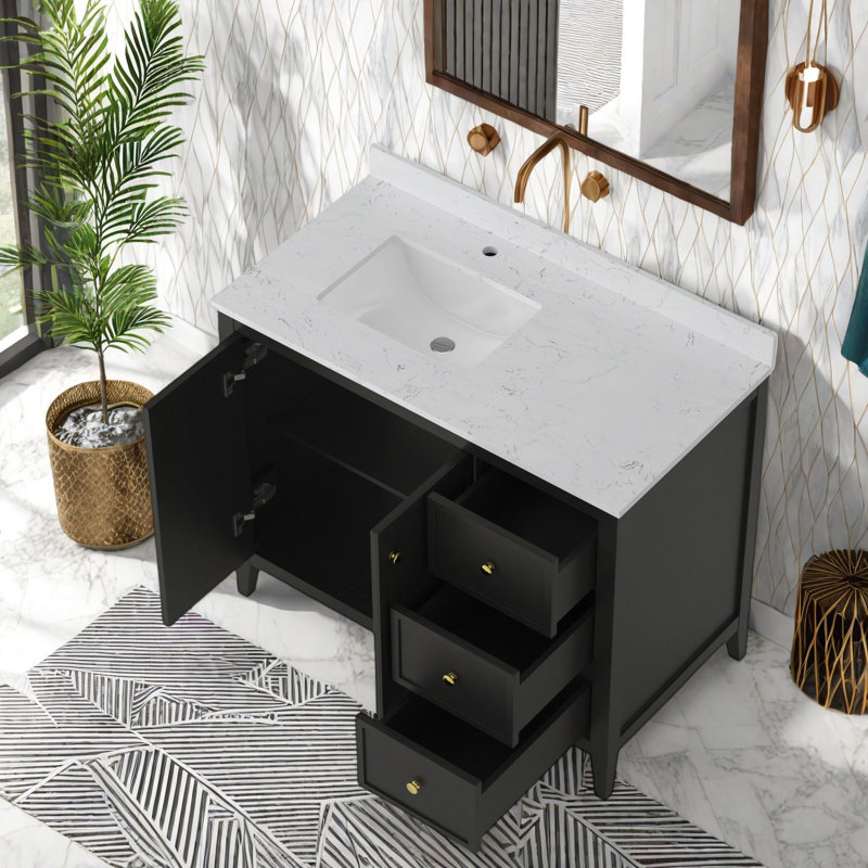 Meuble-lavabo moderne en bois avec lavabo, solution de salle de bain peu encombrante
