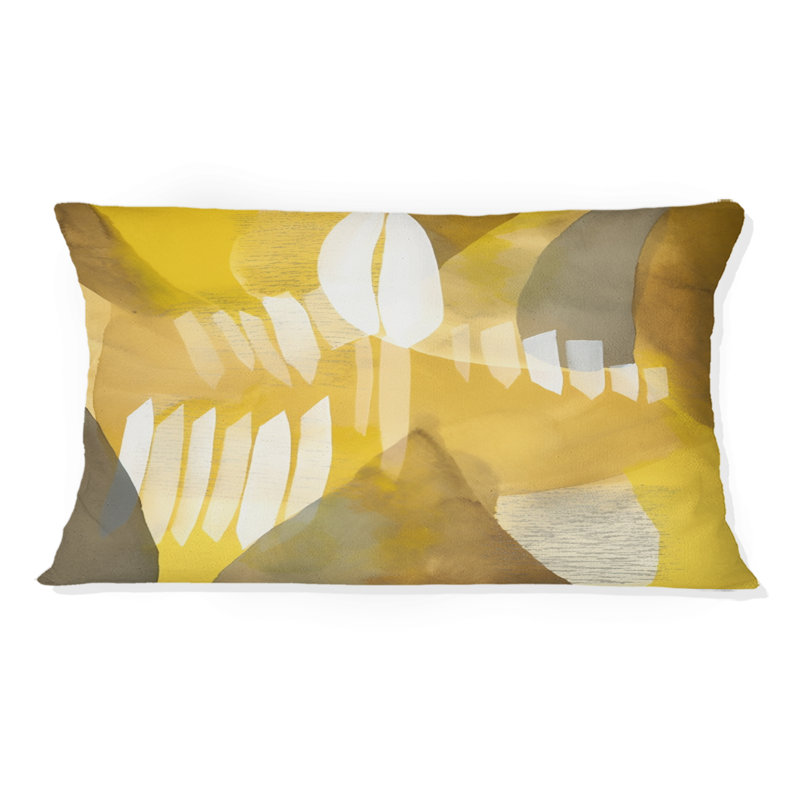 Coussin décoratif moutarde jaune à motif de rêves rétro aquarelle VI