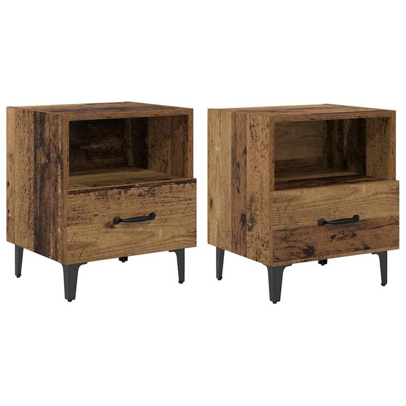 40cm W Manufactured Wood Bedside Table, Old Wood