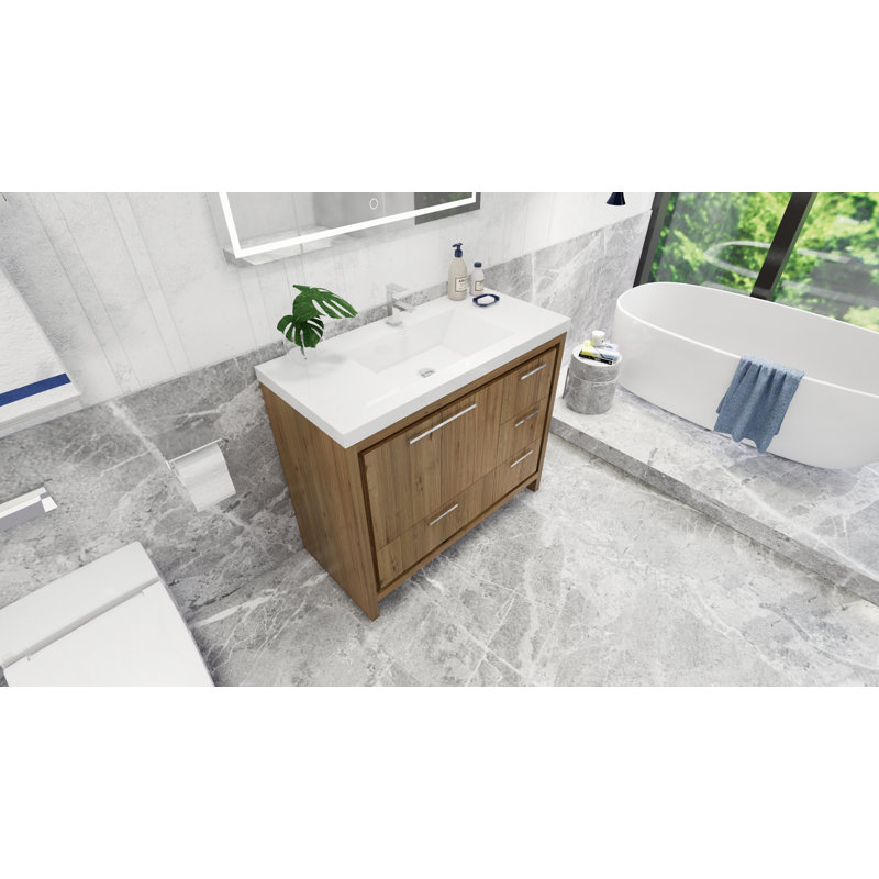 Ensemble de meuble-lavabo simple 42 po Melillo, Chêne naturel