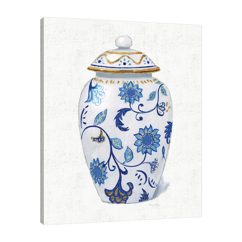 «Flora Chinoiserie I Textured», toile tendue par Emily Adams, H 20 po x l 16 po x P 1,5 po