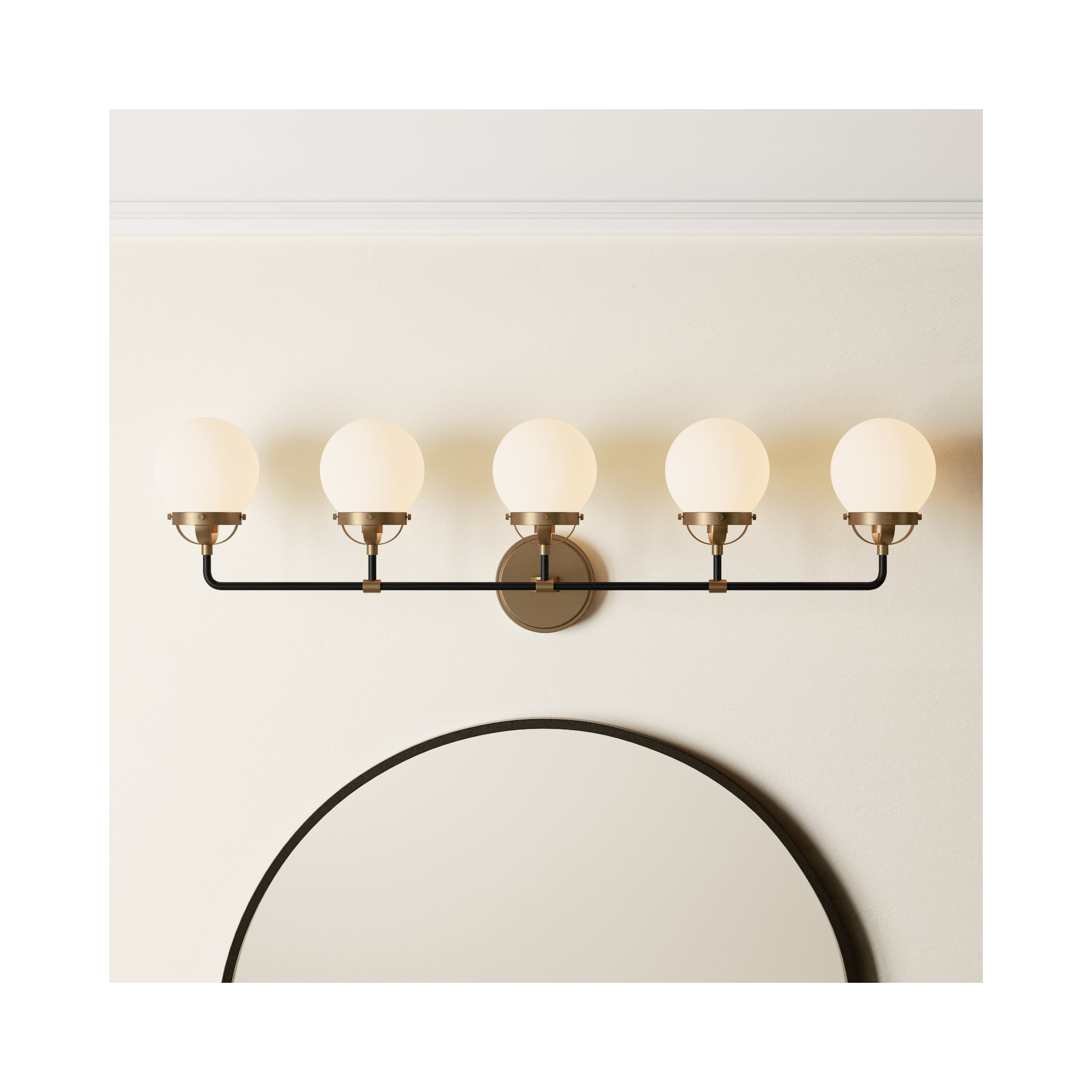 Newport 5-Light Steel Vanity Light , Satin Brass, No 