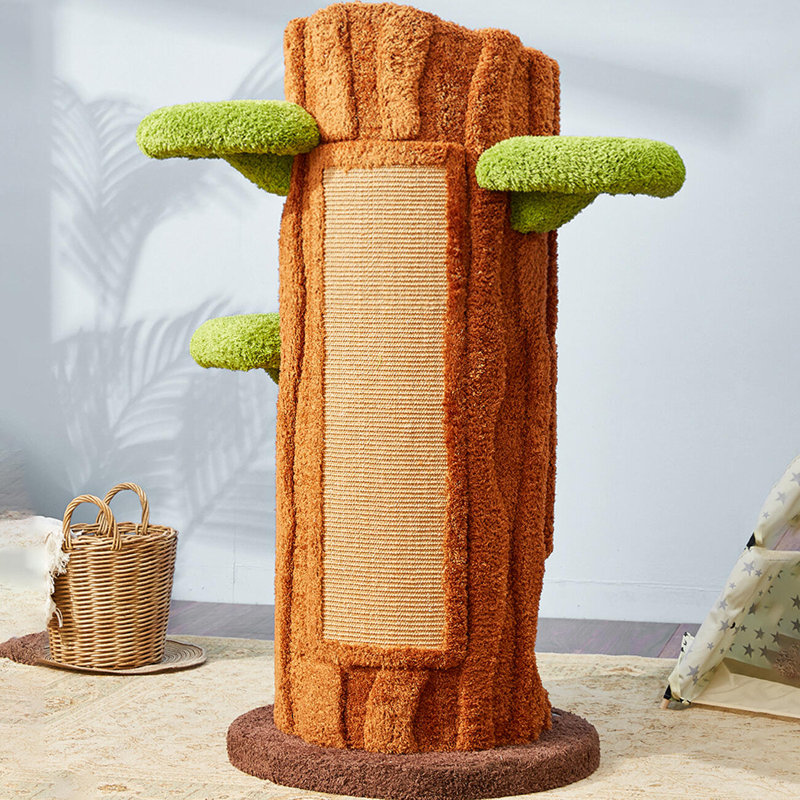 48.8'' H Eletha Solid Wood Modern Cat Tree Tower Condo
