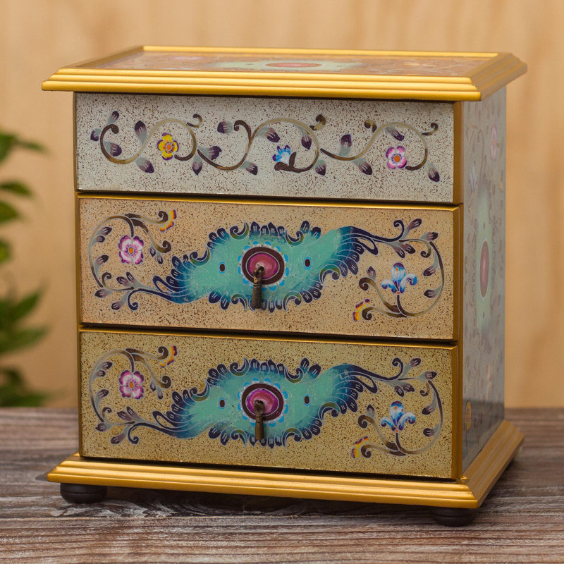 Boîte à bijoux, Or / bleu sarcelle