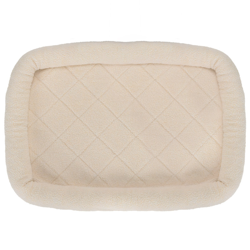 Cream Faux Lambswool Bolster Crate Pet Bed, Large