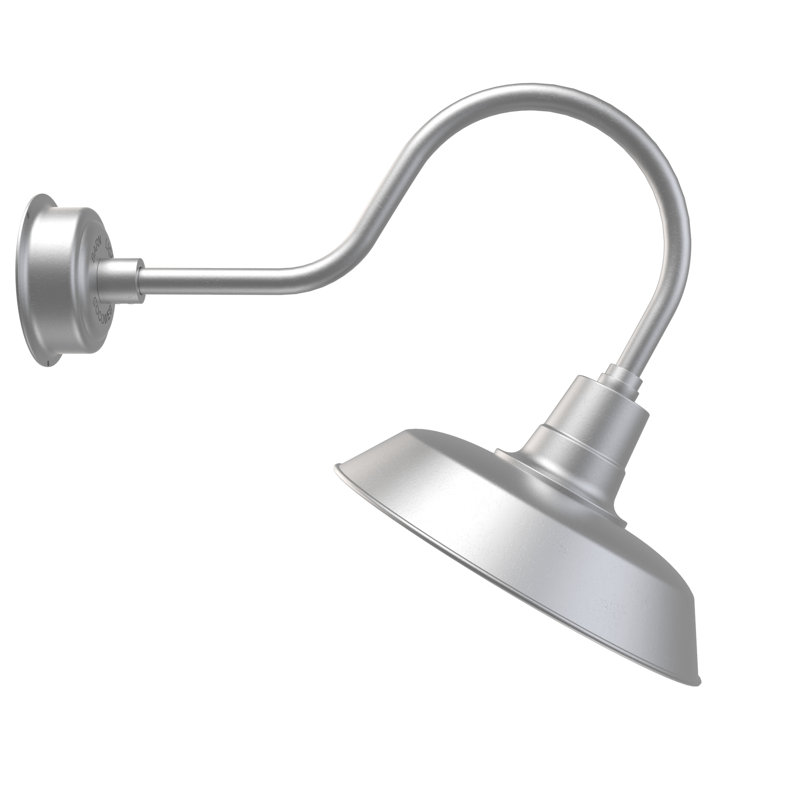 Luminaire de grange d’extérieur à del Haleigh, H 8 po x l 16 po x P 12 po, Argent galvanisé