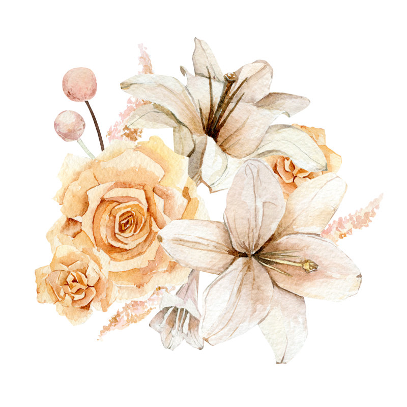 Boho Floral Bouquet - peinture sur toile tendue, H 30 po x l 30 po