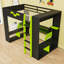 Lit mezzanine double en bois avec lumières à DEL RVB, bureau intégré et rangement-2143795138
