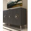 Console moderne anthracite avec détails argentés, panneau de particules 100% mélaminé, épaisseur: 0,7 pouce | Conception murale, plusieurs tablettes pour le rangement et la présentation-594897795