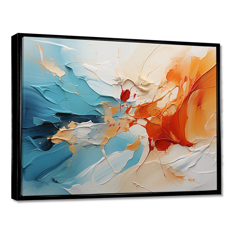 Coming Together - Art mural abstrait, H 12 po x l 20 po x P 1 po, Toile avec cadre flottant noir