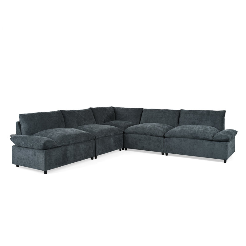 Modular Sectional Sofa in Dark Gray with High-Density Foam - 5 Seat