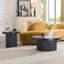 Round Coffee Table Set of 2 with Sintered Stone Top, Sleek Black Finish, Nesting Design for Living Room