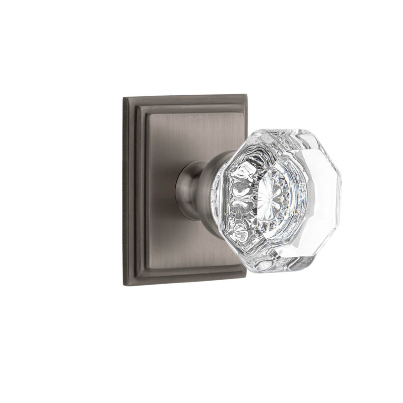 Rosette Grandeur Carré avec bouton en cristal Chambord, Étain antique, 2.75"