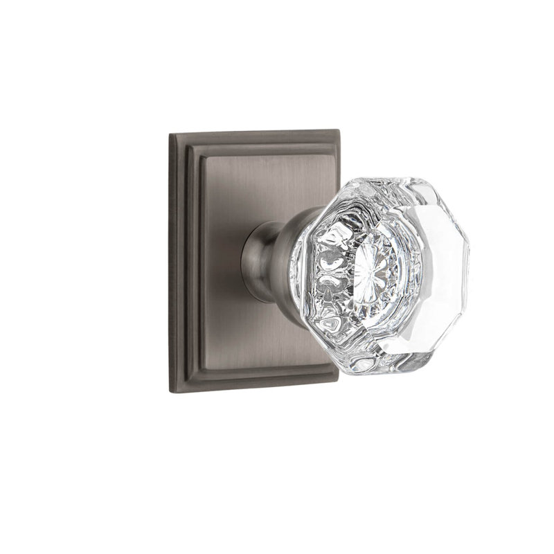 Rosette Grandeur Carré avec bouton en cristal Chambord, 2.375", Étain antique