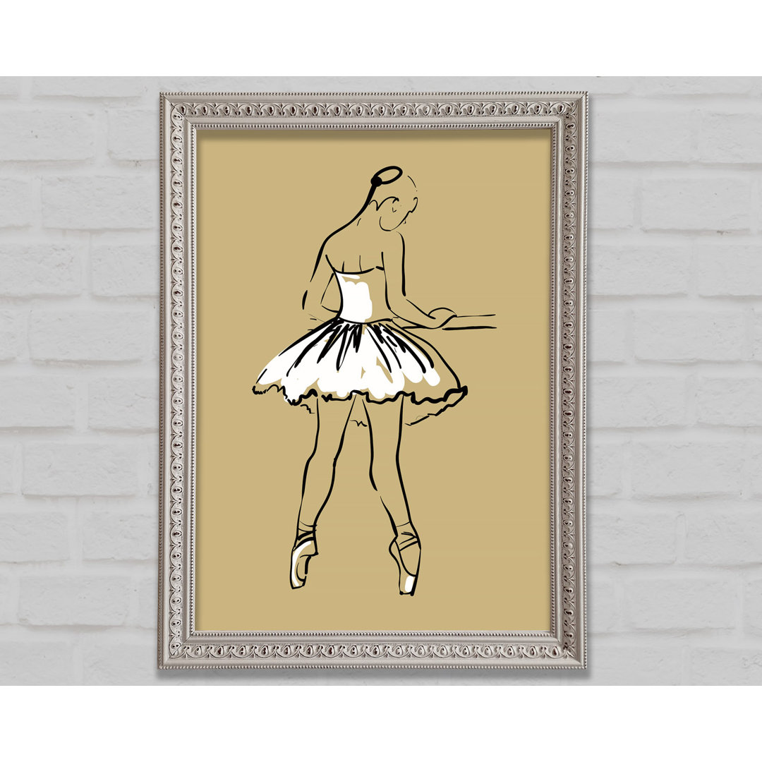 Beige Weiß Ballerina 2 - Einzelner Bilderrahmen Kunstdrucke