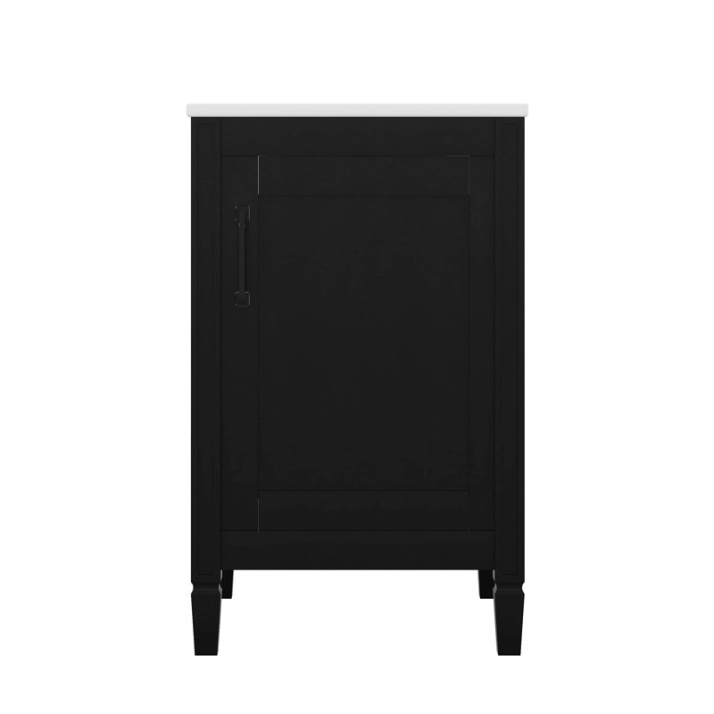 Petit meuble-lavabo de 20 po avec lavabo en céramique, armoire de salle de bain avec porte à fermeture douce, support de rangement et tablettes réglables