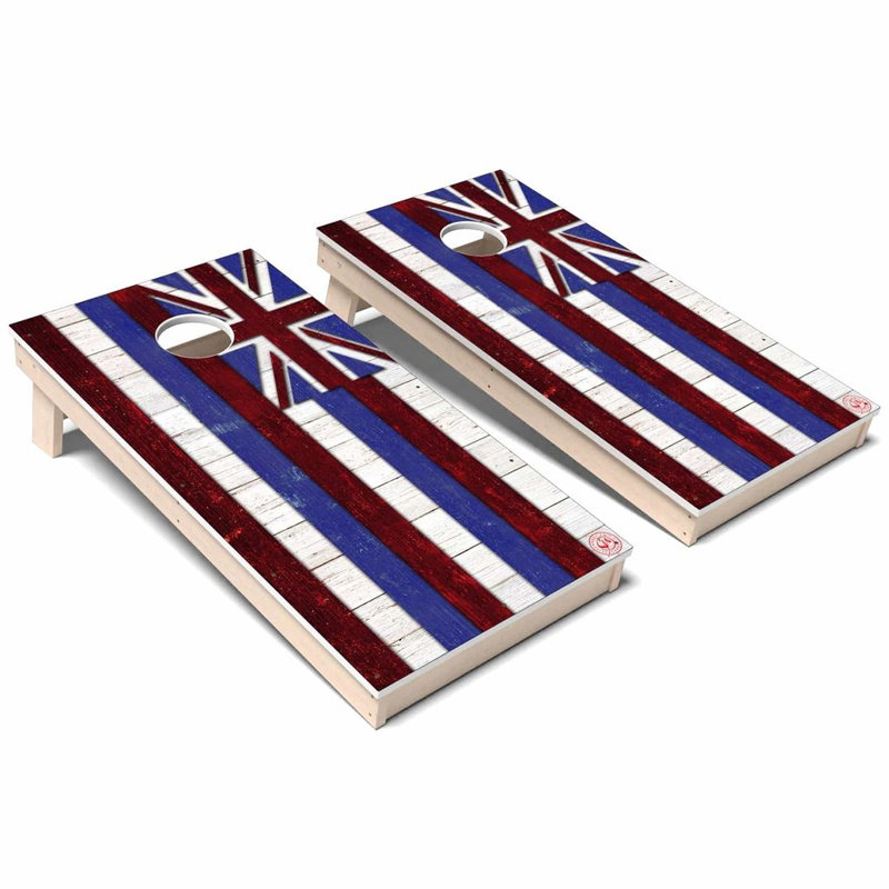 Ensemble de planches de cornhole composites toutes saisons en couleur Hawaii State Flag, Ajouter un étui et des lumières
