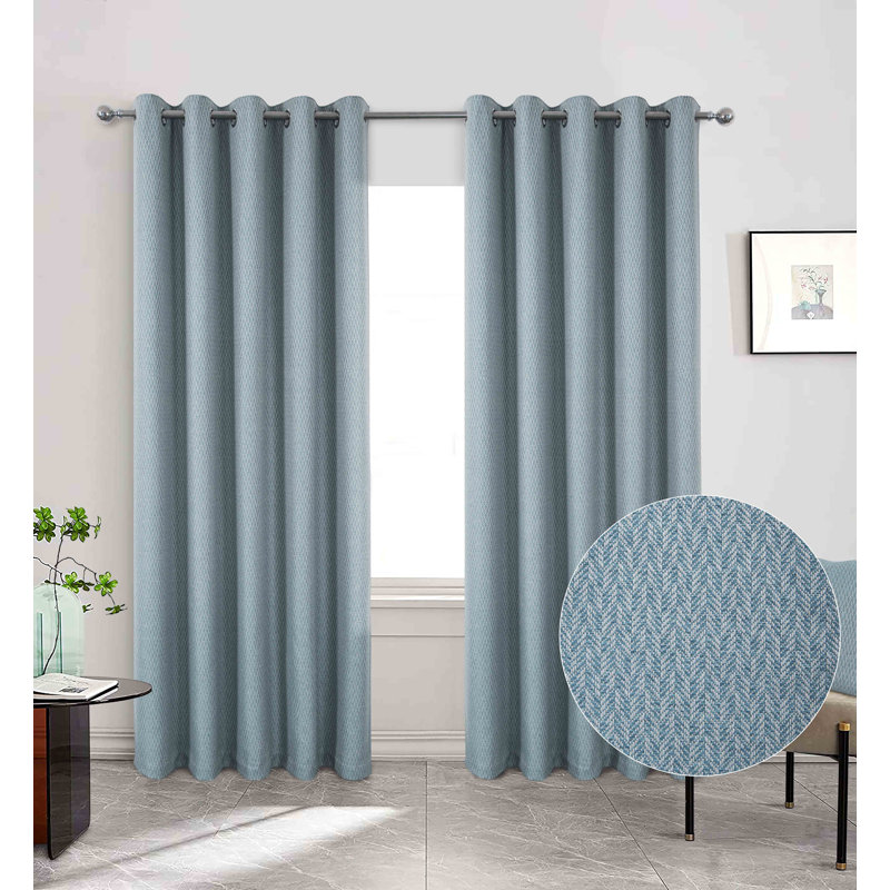 Lauris Eyelet Blackout Curtain, Duck Egg, 114 W x 137 D cm