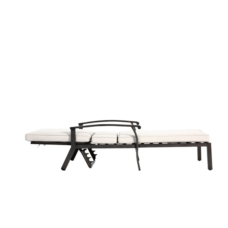 Chaise longue en fonte croisée en aluminium beige avec roulettes réglables, matériau, profondeur du colis: 41,73 po, largeur: 24,41 po, hauteur: 12,99 po, poids des roues: 40,79 lb