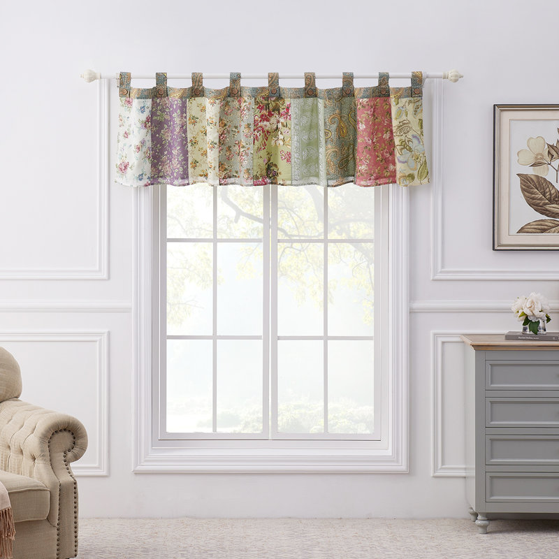 Greenland Home Fashions Blooming Prairie Window Valance – 21" H Lined Cotton Curtain With Tab Top And Button Details, 84" W