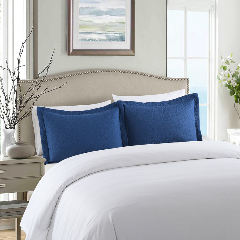 P-solid Shams Polyester Bedding, King, Navy
