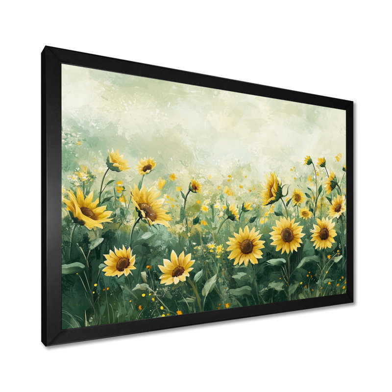 Dorce Summer Sunflower Meadow In Canada - Tournesols, art mural, H 30 po x l 40 po, Reproduction encadrée d'une seule photo
