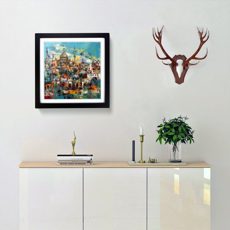 City Of Brighton Abstract Expressionism No.3 - Single Picture Frame Print on Wood, Black