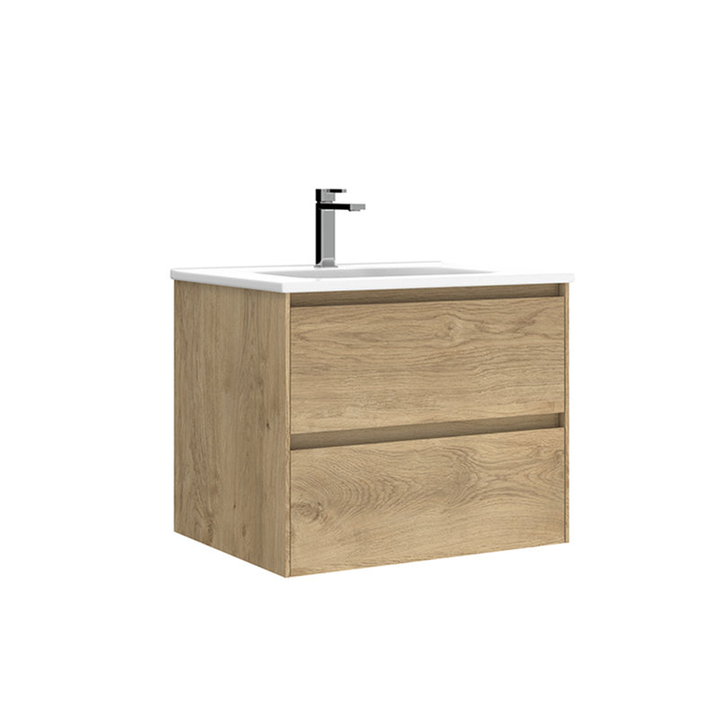 Ensemble de meuble-lavabo simple mural Perla, Chêne naturel, 24"