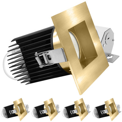 Éclairage encastré DEL 4 po LUXRITE, projecteur Canless régressé, 5CCT, 60º, 22W, 1700LM, garniture carrée interchangeable en laiton, à intensité variable, paquet de 4 homologué IC