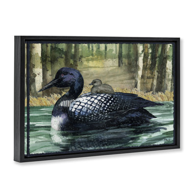 Huard avec bébé sur un cadre flottant, conception de Paul Brent