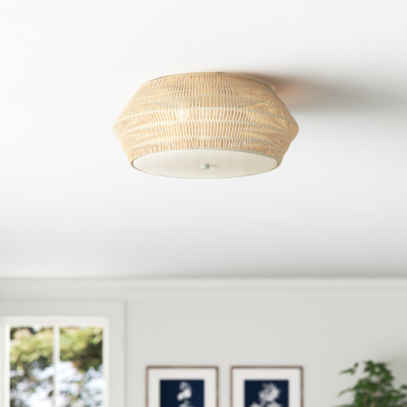 Bernan Boho Bamboo Flush Mount Ceiling Light