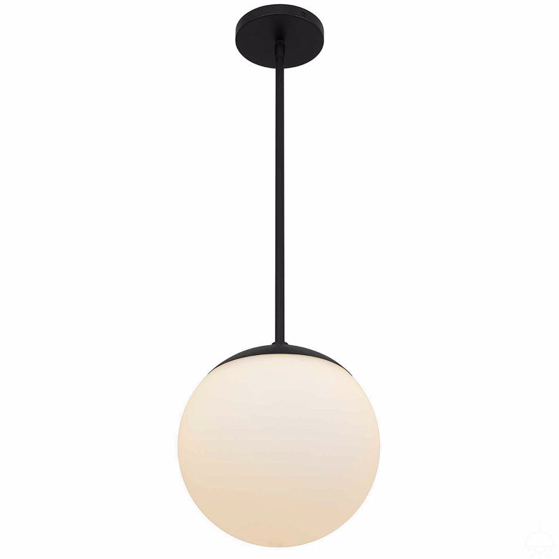 Luminaire suspendu à DEL en verre blanc gravé 10 pouces de diamètre