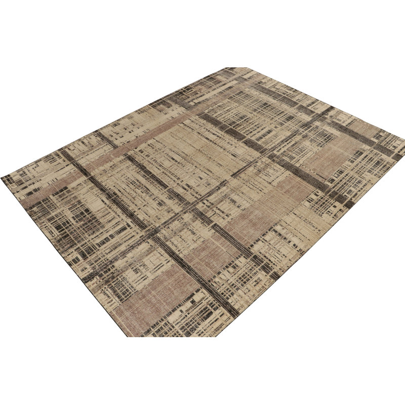 Distressed Abstract Rug In Beige, Brown, Black Striations By Rug & Kilim, Rectangle 8' x 10'