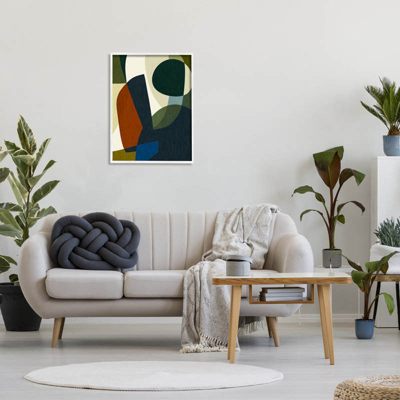 «Ba-268», motif géométrique foncé encadré sur bois par Victoria Barnes, Giclée encadrée blanc bord de mer