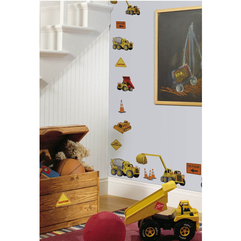 Bright Yellow and Orange Construction Site Wall Decals