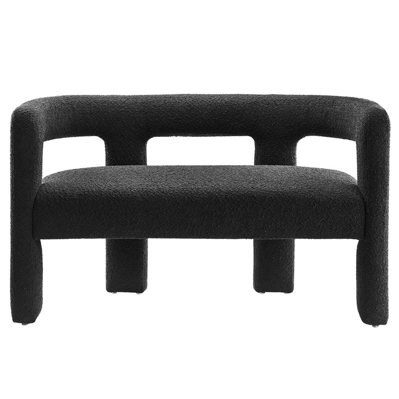 Modway Kayla Boucle Upholstered Loveseat, Black Boucle