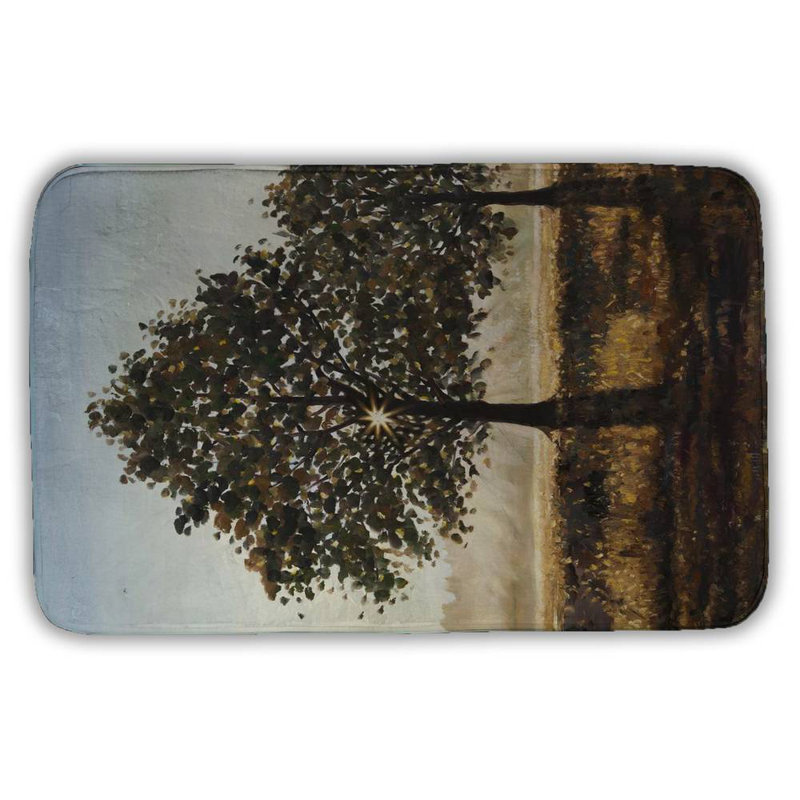 Trees in the countryside Bath Mat with Non-Slip Backing - Quick Dry Memory Foam Bathroom Rug - Absorbent - Modern Plush Spa-Style - Machine Washable