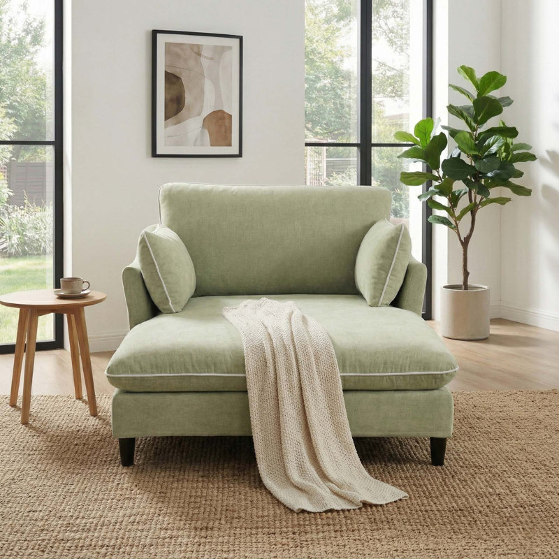 Canapé-lit moderne avec méridienne ergonomique et coussins, Green