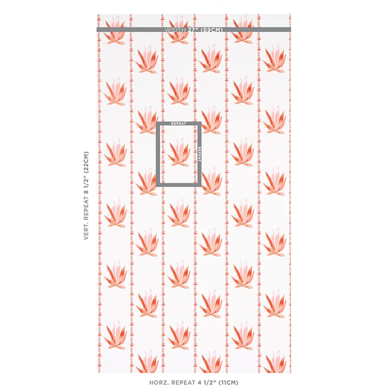 Schumacher x Peg Norriss Agave Stripe Wallpaper, Grapefruit