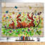 Chien heureux et brun avec fleurs et papillon - reproduction d'art-34273850-34273852