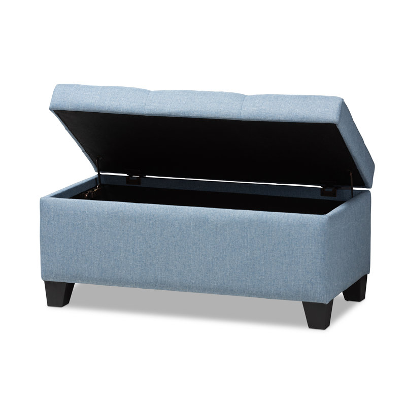 Katlan Upholstered Ottoman, Light Blue Polyester Blend