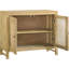 Armoire d'appoint 2 portes avec dessus en canne naturelle tissée, base en bois de manguier, accessoires en laiton antique pour la salle à manger, centre de table moderne, cadre, poignées