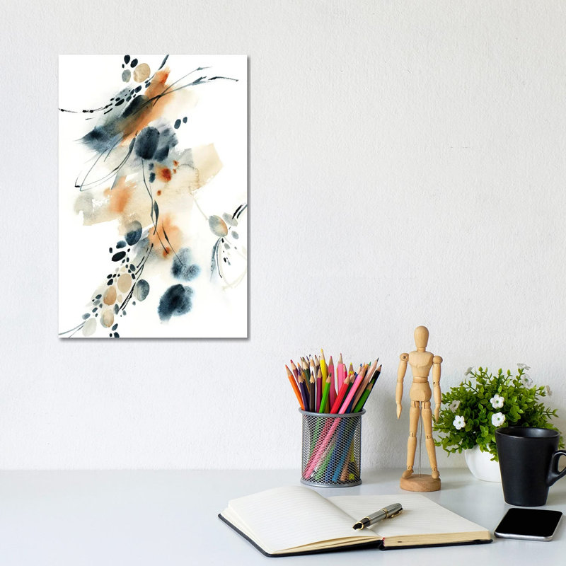 Abstrait en bleu et terre cuite III - Giclée sur toile tendue avec châssis